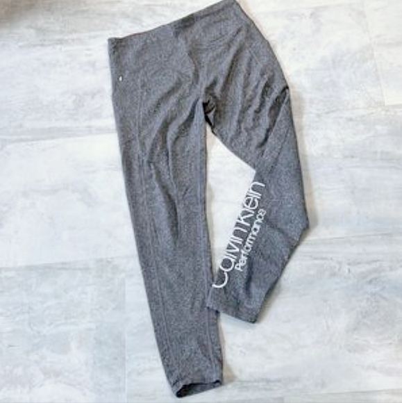 🏃♀️ Calvin Klein Performance Gray Athletic Active Stretch Leggings Medium NWOT - Picture 1 of 6